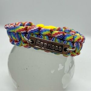 Paracord Knotted Bracelet Rainbow Unisex with Charm FEARLESS